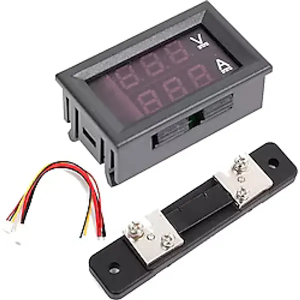 0.28 İnç 0-100v 50a Çift Led Kırmızı Voltmetre Ve Mavi Ampermetre Şönt Dirençli