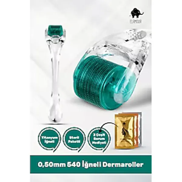 0,50MM 540 Iğneli Saç ve Cilt Bakım Dermaroller - Orijinal Titanyum Iğneli - Serum Seti Hediyeli