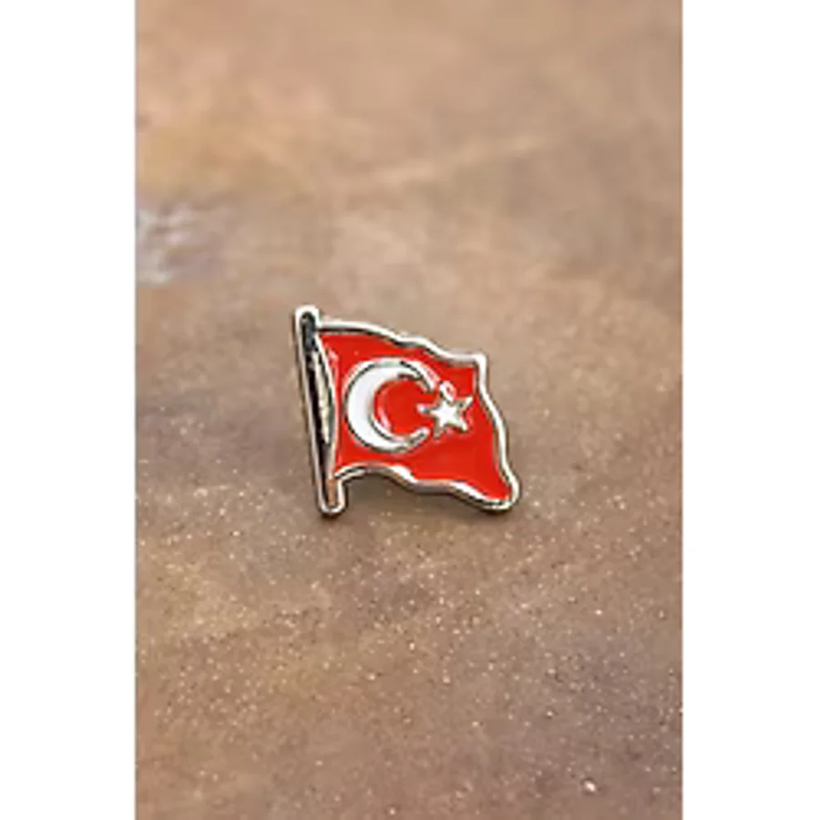 089 5000 Gümüş Ay Yıldız Bayrak Yaka Rozeti