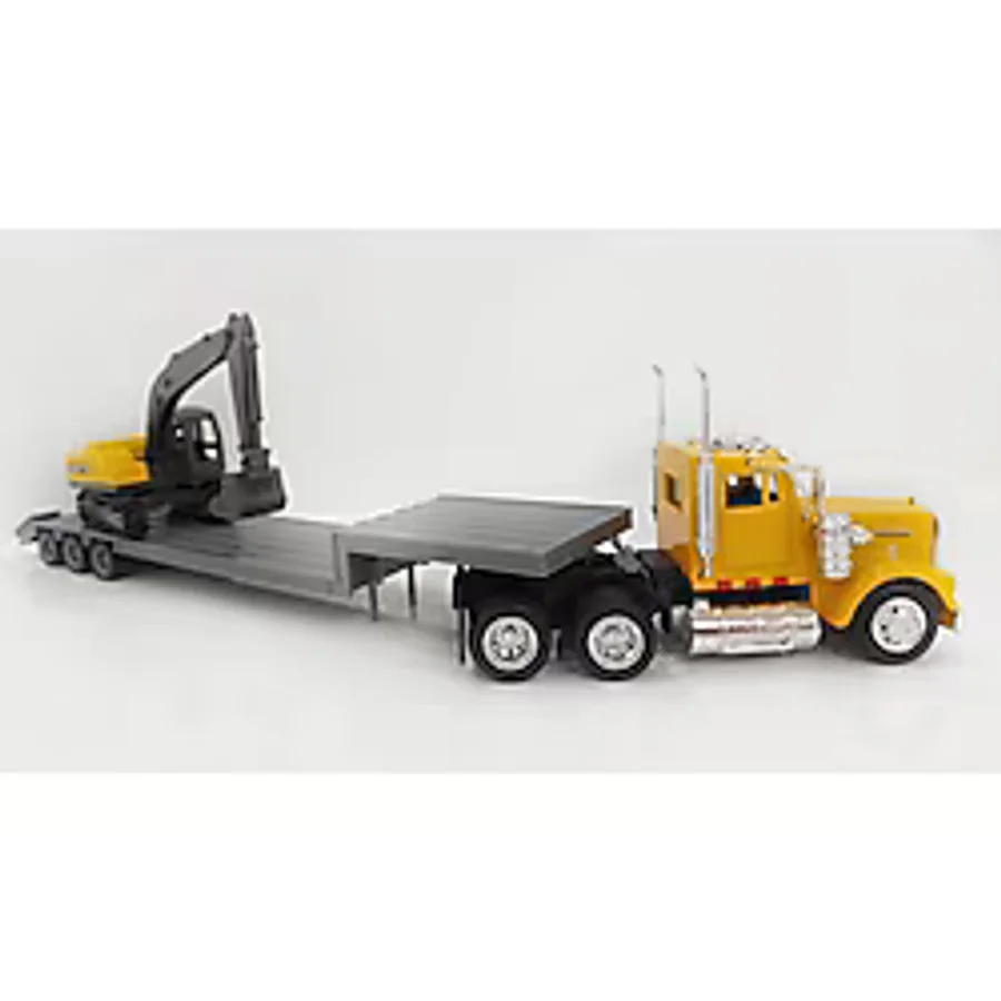 1:43 Long Haul Kenworth Taşıyıcı Tır ve Ekskavatör - Sarı