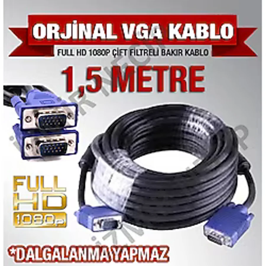 1.5 MT VGA KABLO PC MÖNİTÖR ARASI GÖRÜNTÜ KABLOSU