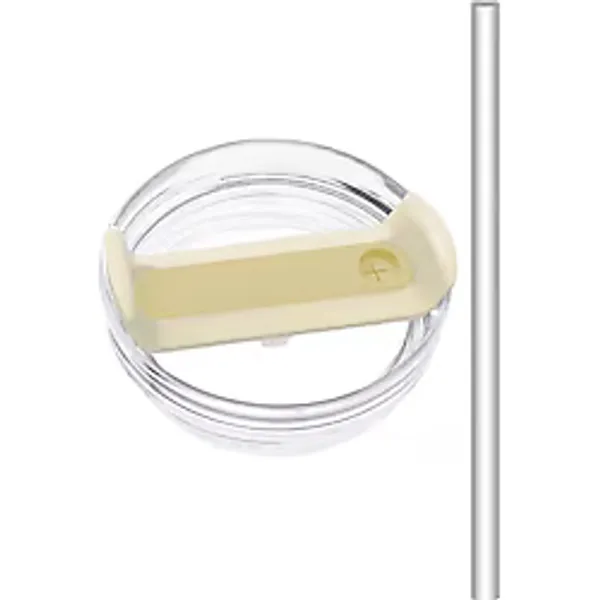 1 Adet 40 Oz Tumbler Kapak - Stanley Quencher ile Uyumlu - Sızdırmaz Tasarım, Pipetli Kullanım için Delikli Kapak + 30 cm Tritan Pipet - Krem