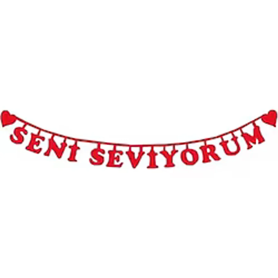 1 Adet Kırmızı Keçe Seni Seviyorum Yazı Romantik Hediyeler