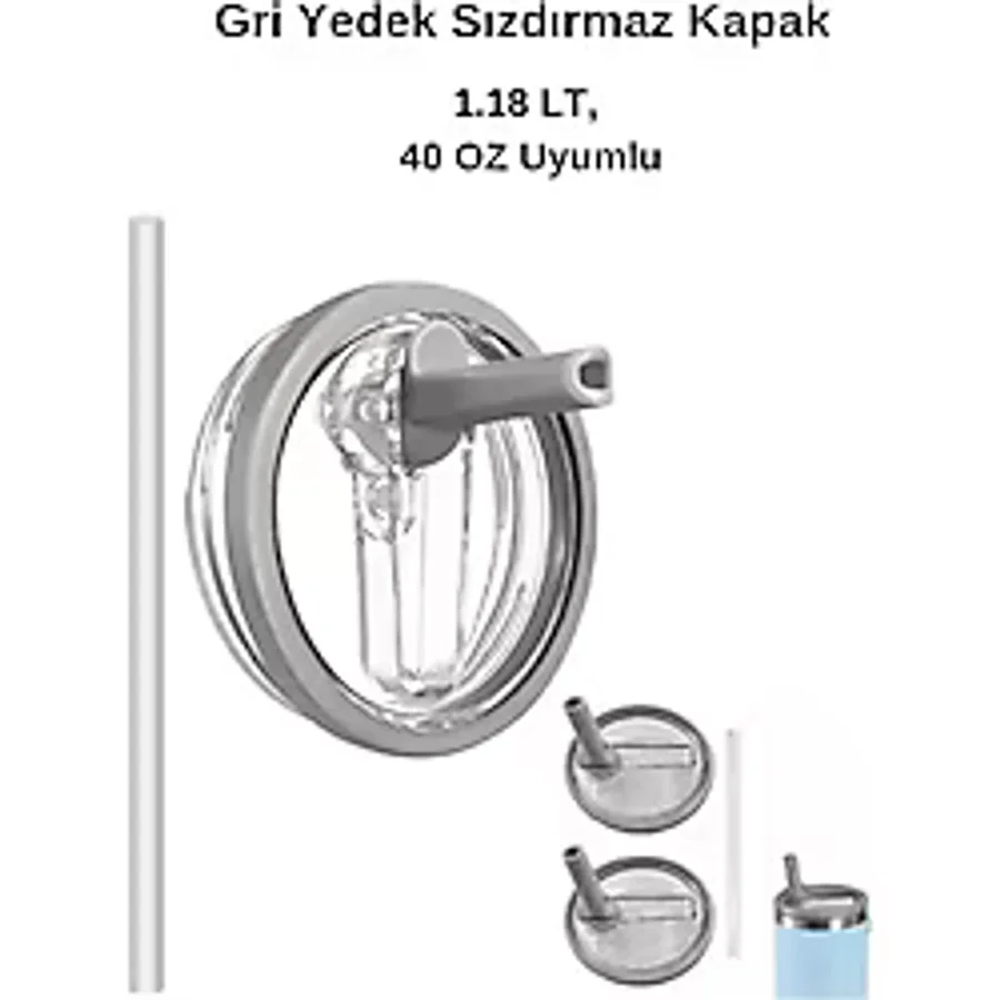 1 Adet Stanley Quencher Uyumlu Termos Kapağı 40 Oz 1.18 LT Uyumlu Pipetli Sızdırmaz Termos Kapak
