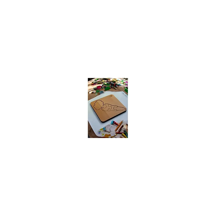 1 Fark Eğitici Puzzle 4mm Plywood Ahşap Boyanabilir Çocuklar İçin - Sebzeler ve Meyveler - Havuç