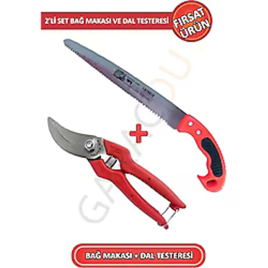 1. Sınıf Çelik Kaliteli Bağ Budama Makası Ve Profesyonel 30 Cm Dal Budama Testeresi 2'Li Set