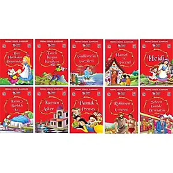 1.ve 2. Sınıflar İçin Resimli Dünya Klasikleri 1 10 Kitap + Kitap Okuma Not Defteri