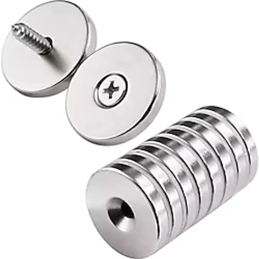 10 Adet 25X10/5X5,5 Mm Neodyum Mıknatıs Havşa Delikli Magnet Vida Atılabilir N35 Nikel Paslanmaz
