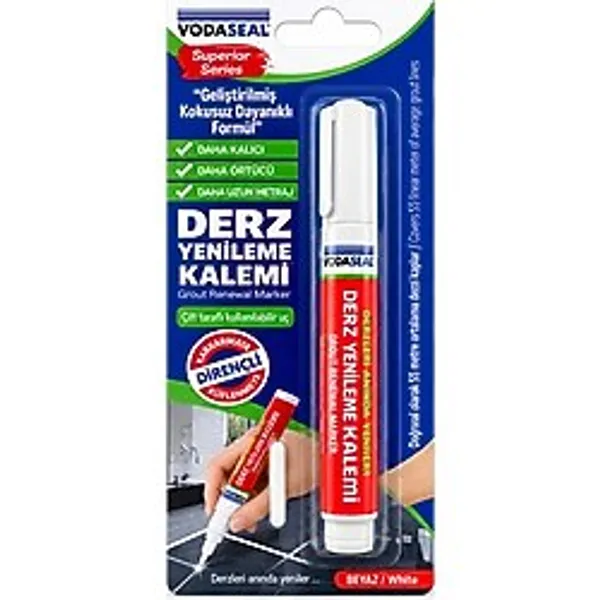 10 Adet Beyaz / Süper Seri Derz Kalemi Su Bazlı - Kokusuz Yedek Uç (5680)