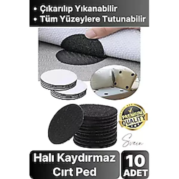 10 Adet Halı Kilim Koltuk Örtü Sabitleyici Kaydırmaz Cırt Kendinden Yapışkanlı Ped Yıkanabilir Bant
