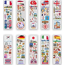 10 Adet Ülkeler Kitap Ayracı (40x145 mm)