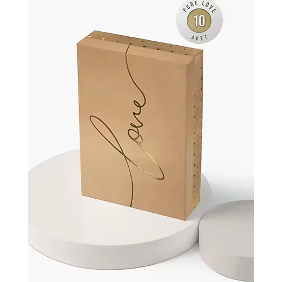 10'lu 0,7 Desi 25x15x6cm Pure Love Seri Hediye Kutusu - Kraft