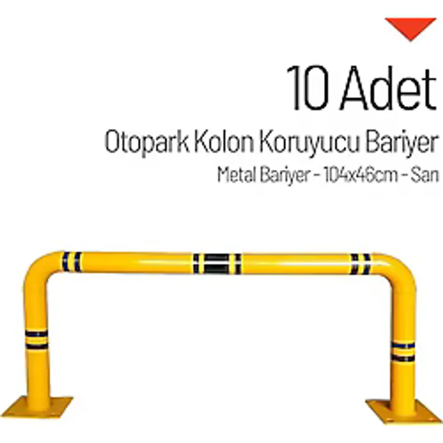 10'lu Otopark Kolon Koruyucu Bariyer Seti, Metal Bariyer 104x46cm
