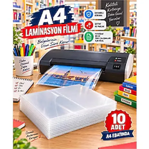 10'lu Paket A4 Laminasyon Filmi 125 Micron Laminasyon Kağıdı