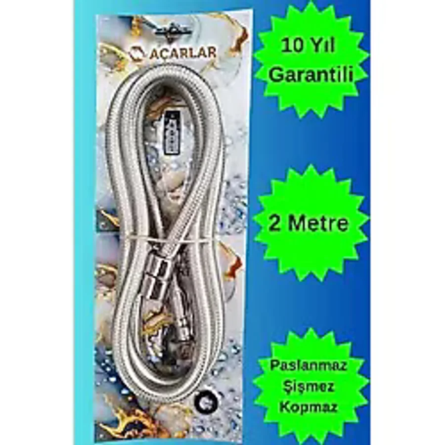 10 Yıl Garantili Paslanmaz Çelik 2 Metre Spiral Duş Başlığı Hortumu 1.kalite