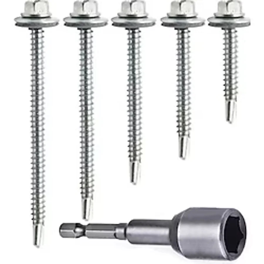 100 Adet 5,5x25 Mm Çatı Vidası Matkap Uçlu Trapez Saç Vidası Akıllı Vida