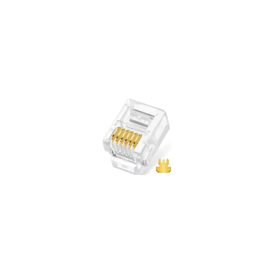 100 Adet 6 Pinli Rj11/Rj12 Telefon Kablosu İçin 6P6c Konnektör 6Pin Jak Plug Rj12