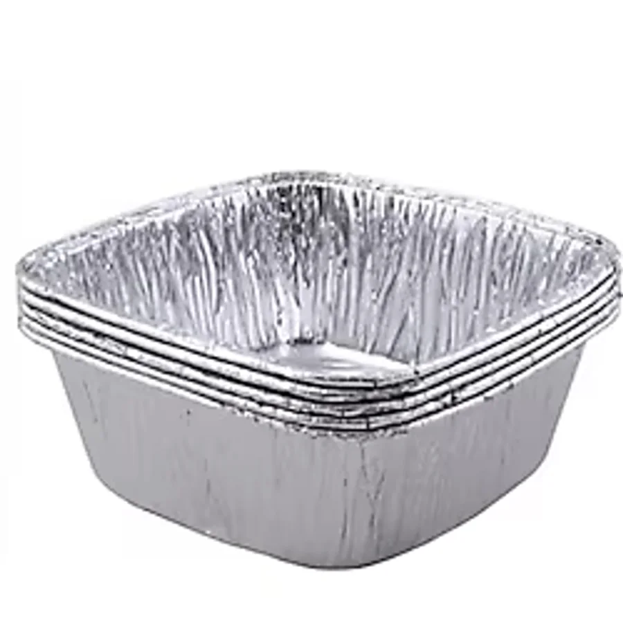 100 adet Alüminyum Sütlaç Kasesi,11x11x4.3cm Standart Aşüre Kabı 1 Porsiyon 280g Kare Alüminyum Kase