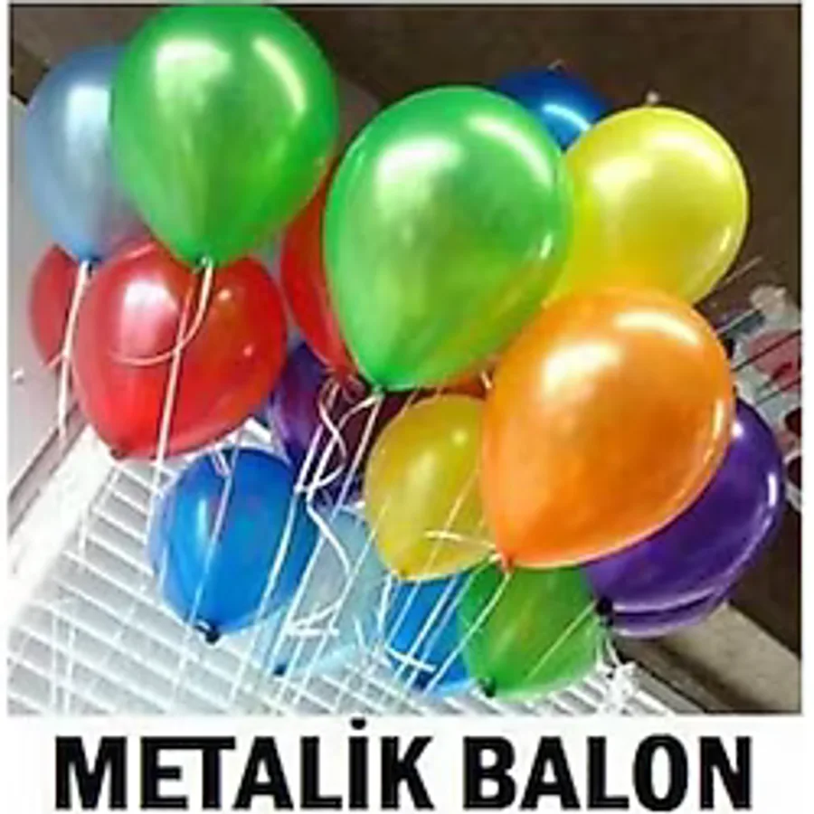 100 Adet Metalik Karışık Balon Sedefli Hediyeli