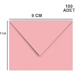 100 Adet Pembe Renkli Küçük Zarf 7x9