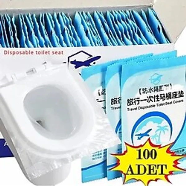 100 Adet Tek Kullanımlık Klozet Örtüsü Klozet Poşeti Klozet Kapak Örtüsü Dispenseri