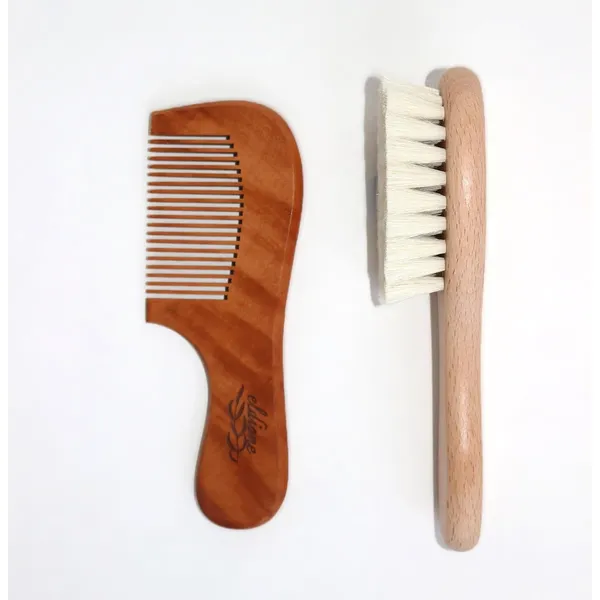 %100 Doğal Keçi Kılı Bebek Saç Fırçası, Ahşap Bebek Tarağı ikili Set Yenidoğan Çoçuk İçin Yumuşak Tarama Konak Temizliği ve Natural Ultra Yumuşaklık Kimyasal karşıtı tarak ve fırça