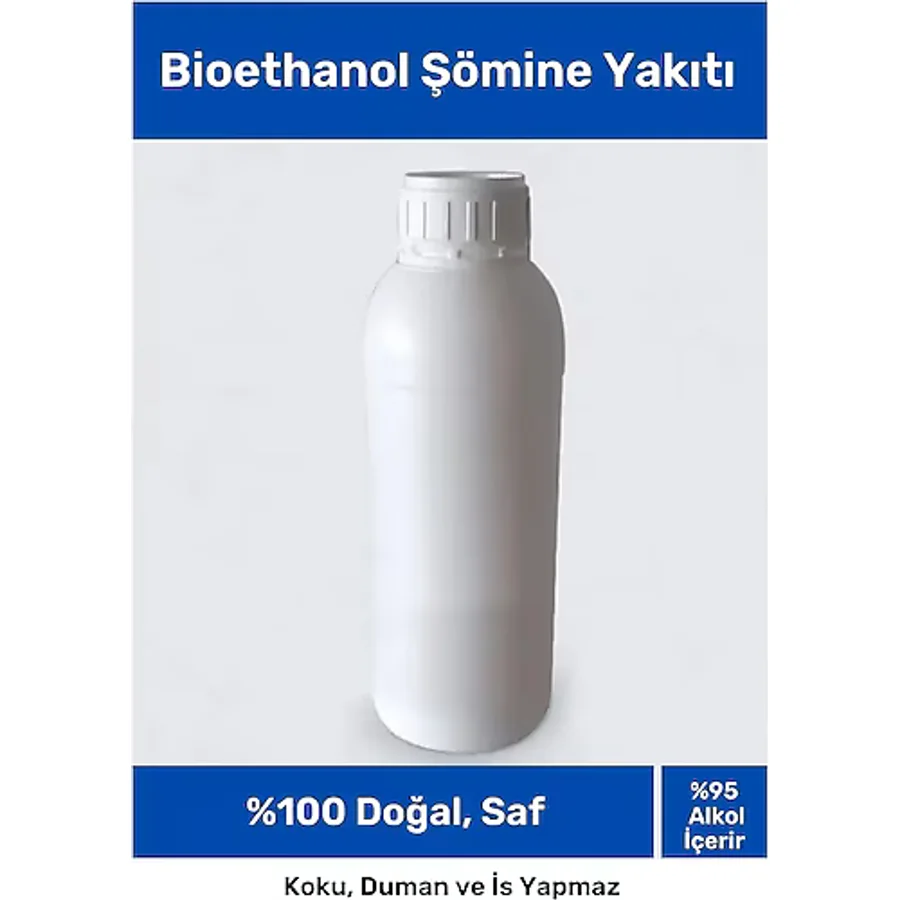 %100 Doğal Saf Temiz Çevre Dostu Sıvı Koku Yapmayan Bioethanol Şömine Yakıtı 1 Litre