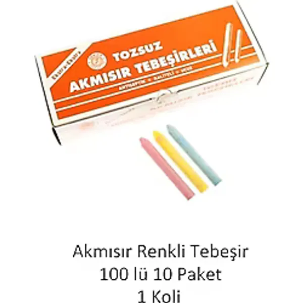 100 lü Renkli Tebeşir 10 Paket 1 Koli