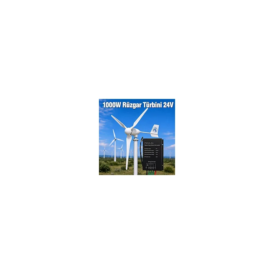 1000W Rüzgar Türbini 24V + Şarz Kontrol Cihazı