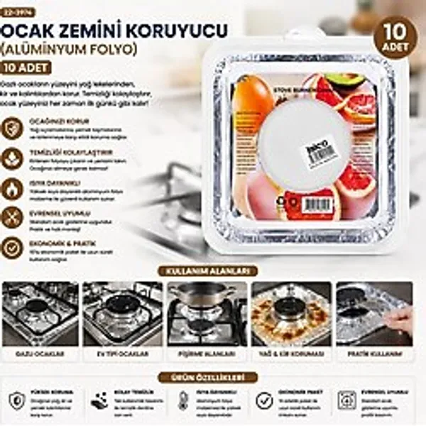 10PCS 20.5CM Ocak Zemini Koruyucu Alüminyum Folyo