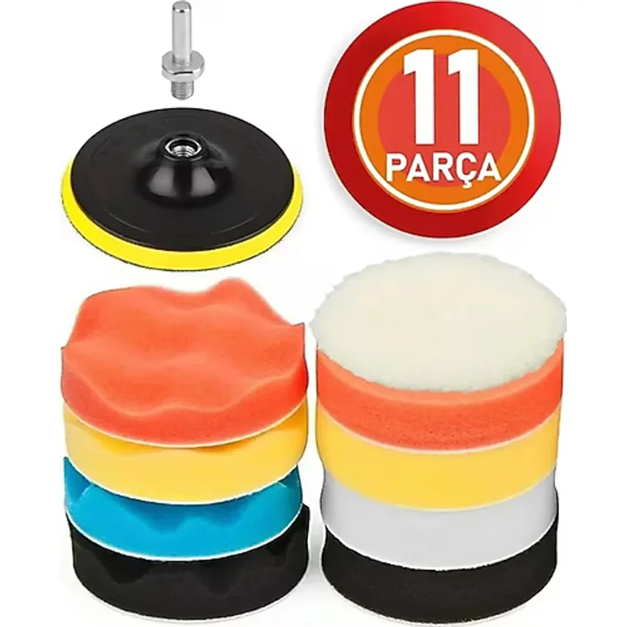 11 Parça Pasta Cila Polisaj Süngeri Seti Matkap Uyumlu (100mm Çap)