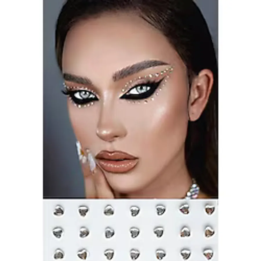112 Adet Işıltılı Kalp Sticker Kendinden Yapışkanlı Mücevher Tırnak Yüz Ve Vücut Mücevher Çıkartma