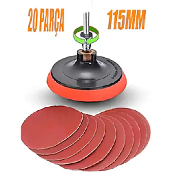 115 mm Cırt Zımpara Kağıdı El Zımparaları Ucu Seti Matkap Aparatı Avuç Içi Spiral Taşlama 20 Parça