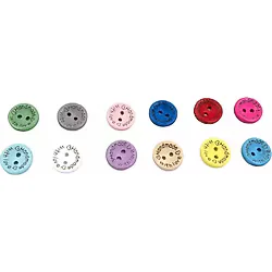 12 Adet 15 Mm Handmade Ahşap Yuvarlak Düğme