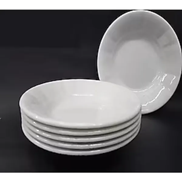 12 Adet Beyaz Oluklu Melamin Çukur Yemek Tabağı 18x3cm Pilav, Kuru Nohut Çok Hesaplı Sulu Yemek Kabı