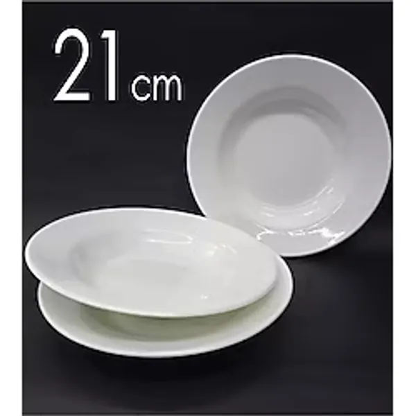 12 Adet Çukur Yemek Tabağı Beyaz Melamin Tabak 21cm Büyük Porsiyon Tabak Lokanta Tabldot Toplu Yemek