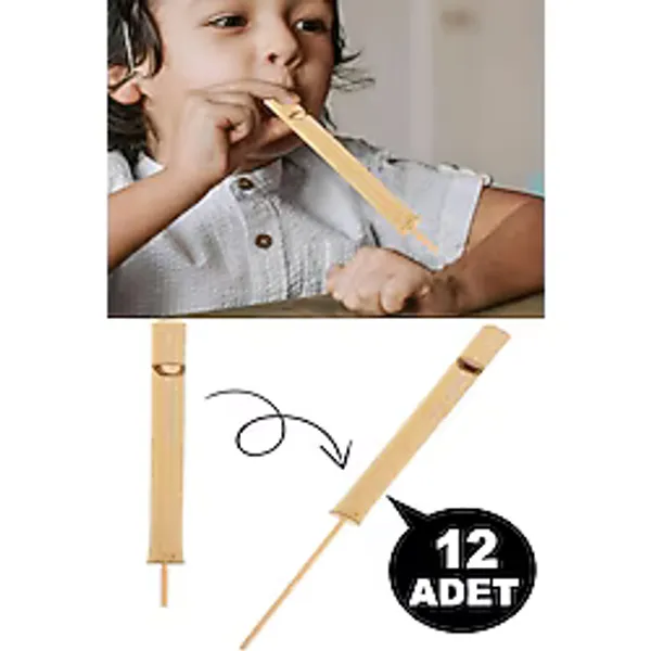 12 Adet Oyuncak Bambu Kuş Dili Düdük Karne Hediyesi Sağlıklı Nefesli Çalgı Doğum Günü Hediyesi Flüt