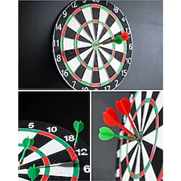 12 İnç Ahşap Dart Tahtası 4 Adet Metal İğne Uçlu Ok