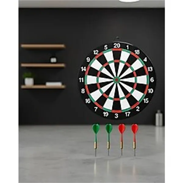 12 İnç Ahşap Dart Tahtası 4 Adet Metal Uçlu Dart Oku Dahil
