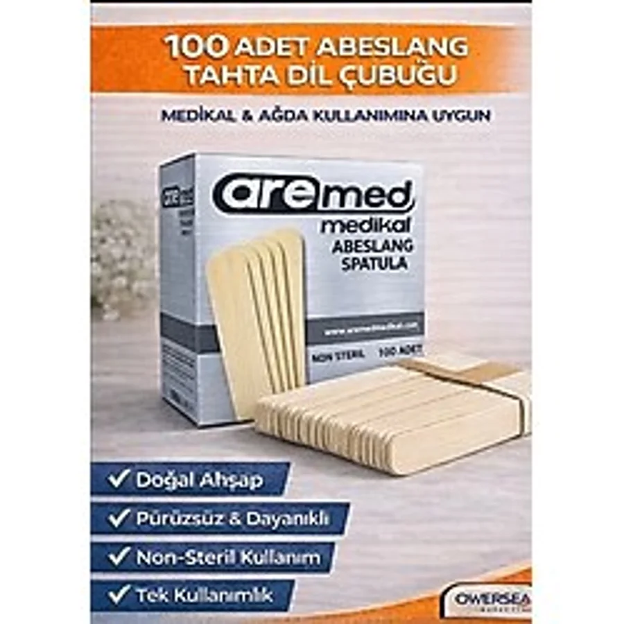 12 Kutu Medikal Abeslang Ahşap Dil Çubuğu - Ağda Spatulası 12x100'lü