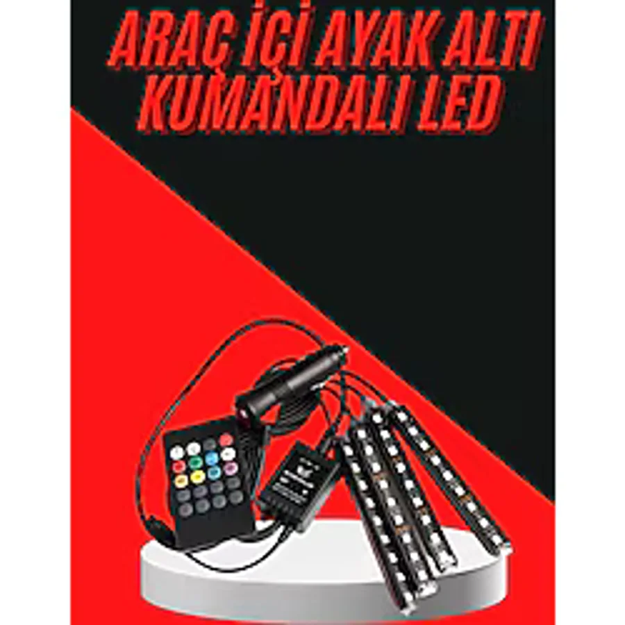 12 Ledli Rgb Işıklı Araç Içi Ayak Altı LED Oto Ampul Kumandalı 7 Renk