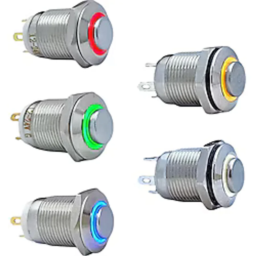 12MM YAYLI LEDLİ METAL BUTON - 1NO - IP67