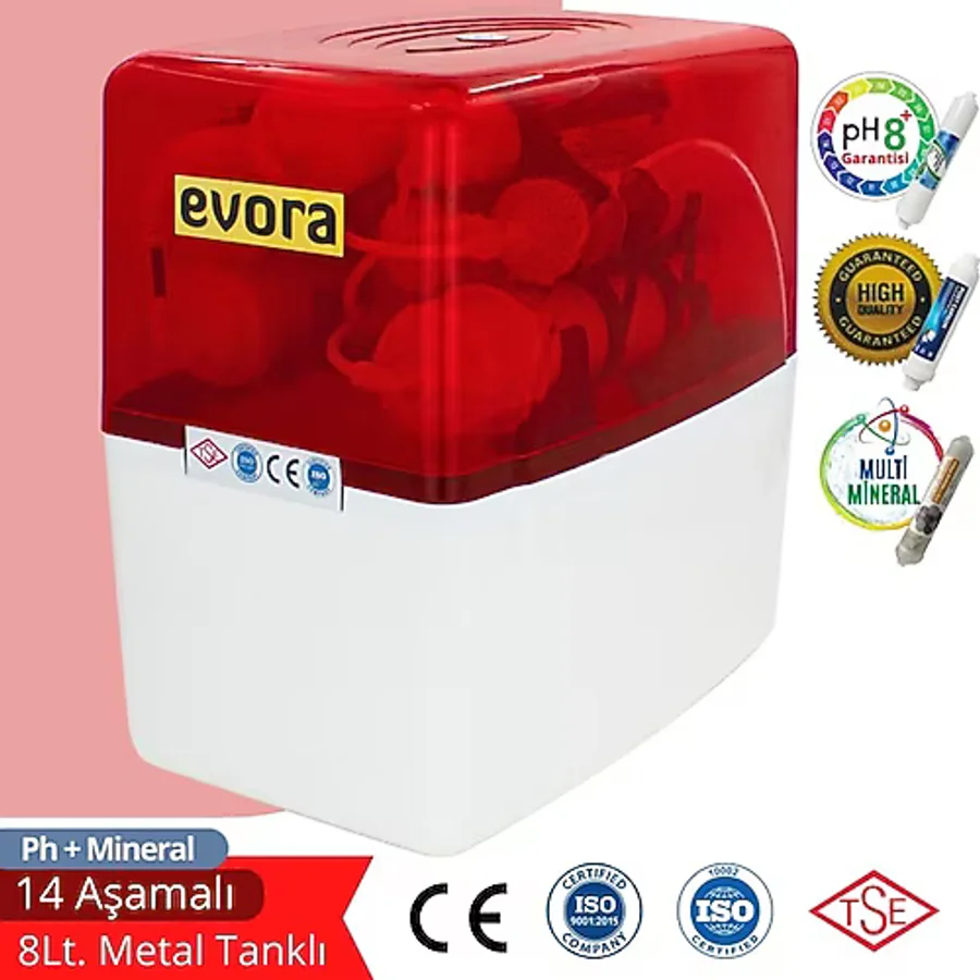 14 Aşamalı Multimineralli Alkalili Pompasız Kapalı Kasa Su Arıtma Cihazı