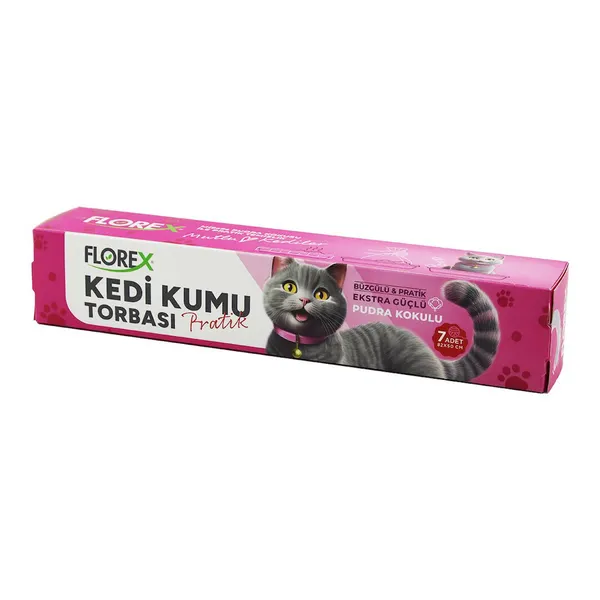 140 Adet Kedi - Evcil Hayvan Kumu Torbası Pratik Pudra Kokulu Büzgülü - Extra Güçlü 82X50cm (5680)