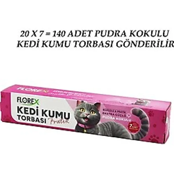140 ADET KEDİ - EVCİL HAYVAN KUMU TORBASI PRATİK PUDRA KOKULU BÜZGÜLÜ - EXTRA GÜÇLÜ 82X50CM (5332)