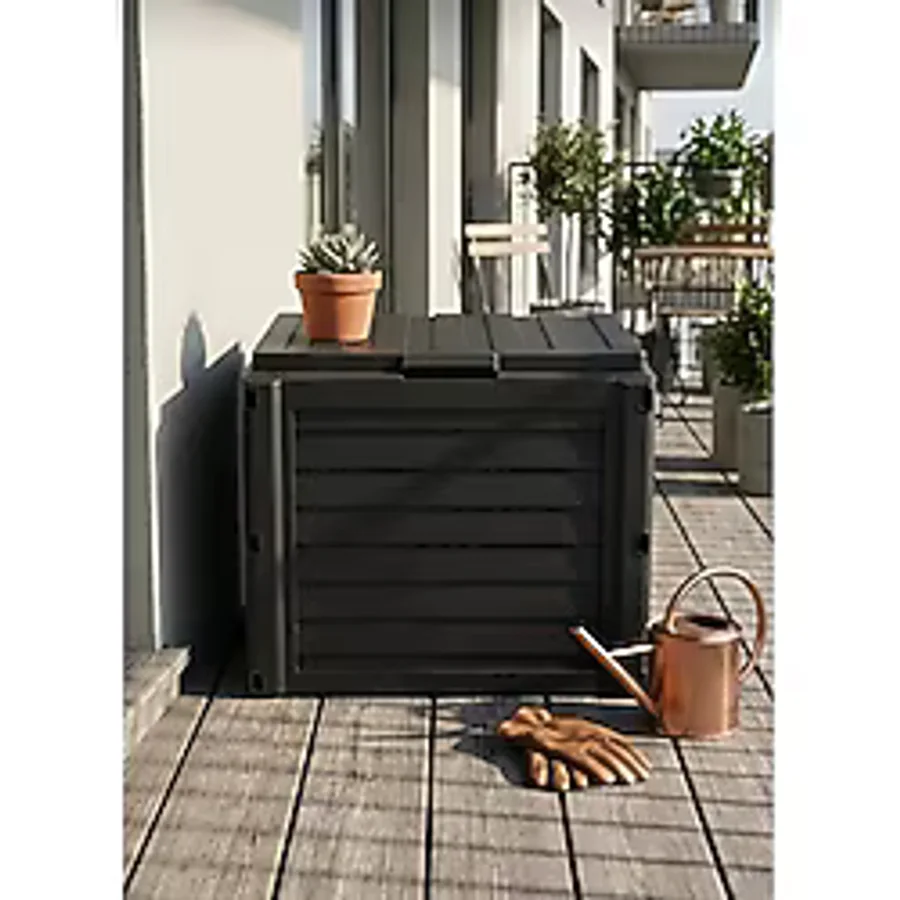 140 Lt Sandık Bahçe Balkon Kiler Depolama Kiler Su Geçirmez, Dayanıklı Plastik Organizer Antrasit