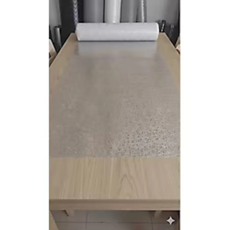 140 X 200 CM Silinebilir Lüks Masa Örtüsü Şeffaf Hasır Desen GRİ Pvc Masa Örtüsü