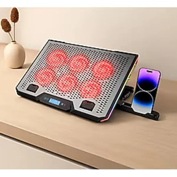 15.6 " Laptop Soğutucu - 6 Fan, Rgb, Lcd Dijital Kontrol, 2 Usb