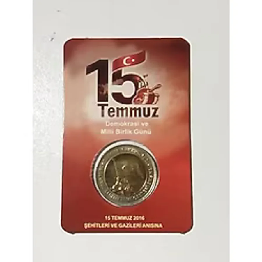 15 Temmuz Hatıra 1 Lira Özel Folder'nda Madeni Para.