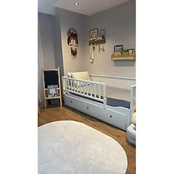 150x50 Yatak Kenarına Geçmeli, Divan Hemnes Uyumlu Beyaz Yatak Bariyeri, Trabzan, Korkuluk